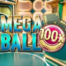 Mega Ball 100x game by Evolution – logo hosted on rewards-casino