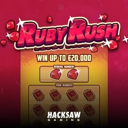 Ruby Rush casino game by Hacksaw Gaming – featured logo at rewards-casino